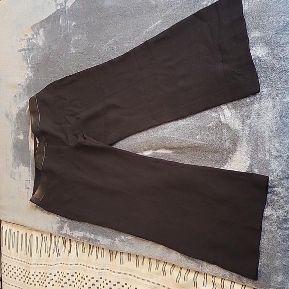 Karl Lagerfeld Wide Leg Trouser in Black with Faux Leather Waist Accent - Picture 1 of 5